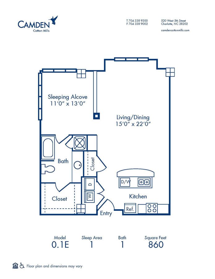 Studio 1 Bathroom Apartment for rent at Camden Cotton Mills in Charlotte, NC