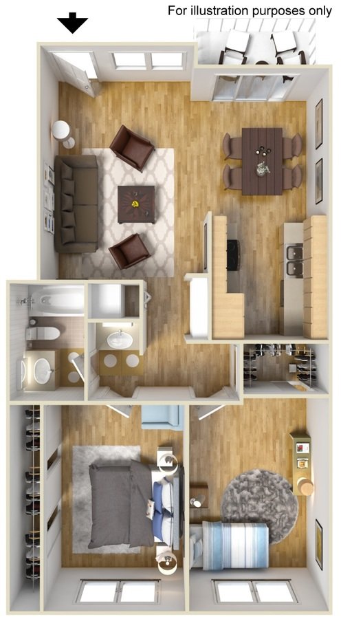 2 Bedrooms 1 Bathroom Apartment for rent at The Village at South Coast in Costa Mesa, CA