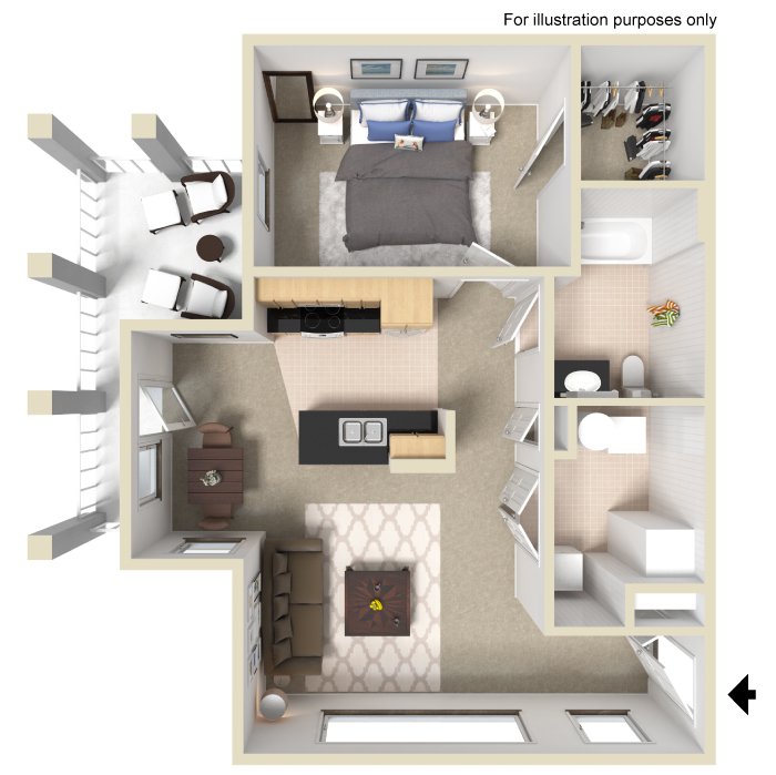 1 Bedroom 1 Bathroom Apartment for rent at University Place Apartments in Memphis, TN