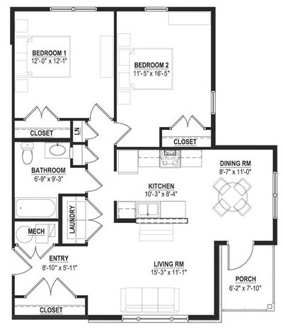 2 Bedrooms 1 Bathroom Apartment for rent at Cornerstone Village in Pittsburgh, PA
