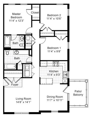 3 Bedrooms 2 Bathrooms Apartment for rent at Renaissance Place at Grand Apartments in St Louis, MO
