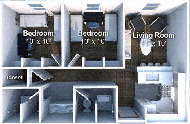 2 Bedrooms 2 Bathrooms Apartment for rent at Crosswalk in West Lafayette, IN