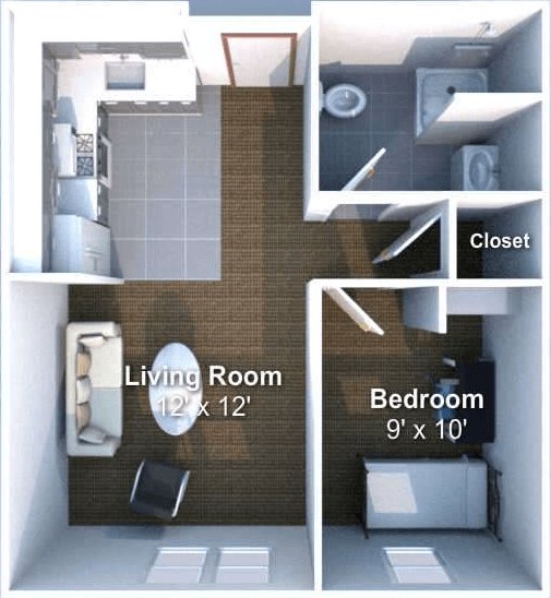 1 Bedroom 1 Bathroom Apartment for rent at Crosswalk in West Lafayette, IN