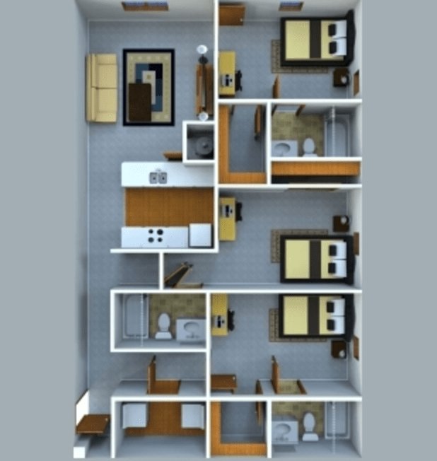 3 Bedrooms 3 Bathrooms Apartment for rent at Grant Street Station in West Lafayette, IN