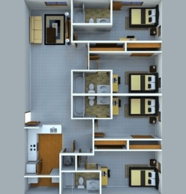 4 Bedrooms 4+ Bathrooms Apartment for rent at Grant Street Station in West Lafayette, IN