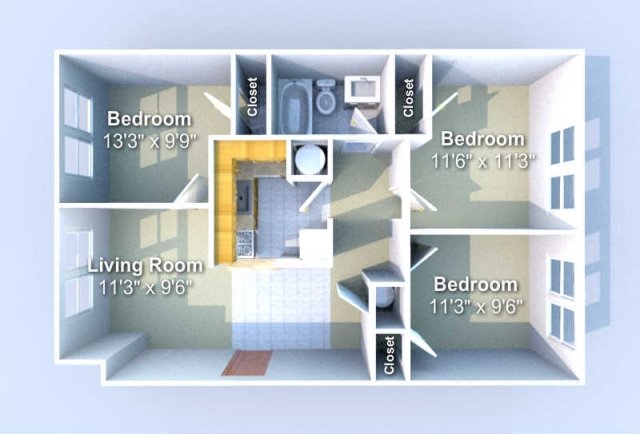 3 Bedrooms 1 Bathroom Apartment for rent at Towne Centre in West Lafayette, IN