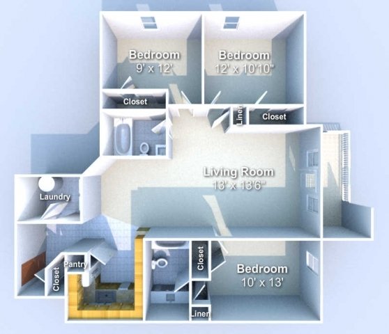 3 Bedrooms 2 Bathrooms Apartment for rent at Towne Centre in West Lafayette, IN