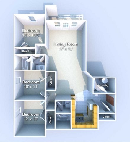 3 Bedrooms 2 Bathrooms Apartment for rent at Towne Centre in West Lafayette, IN