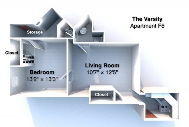1 Bedroom 1 Bathroom Apartment for rent at The Varsity in West Lafayette, IN
