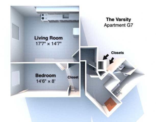 1 Bedroom 1 Bathroom Apartment for rent at The Varsity in West Lafayette, IN
