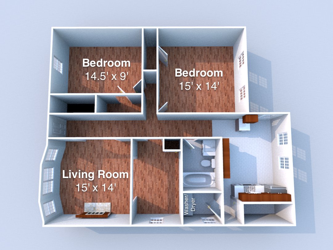 2 Bedrooms 1 Bathroom Apartment for rent at Lauffer in Lafayette, IN