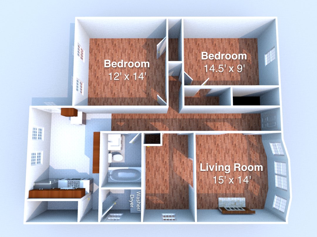 2 Bedrooms 1 Bathroom Apartment for rent at Lauffer in Lafayette, IN