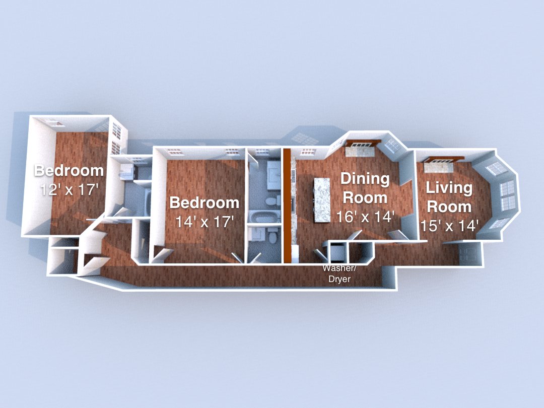 2 Bedrooms 3 Bathrooms Apartment for rent at Lauffer in Lafayette, IN