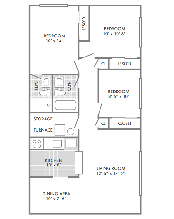 3 Bedrooms 2 Bathrooms Apartment for rent at Eden Rock Apartments in St Louis, MO
