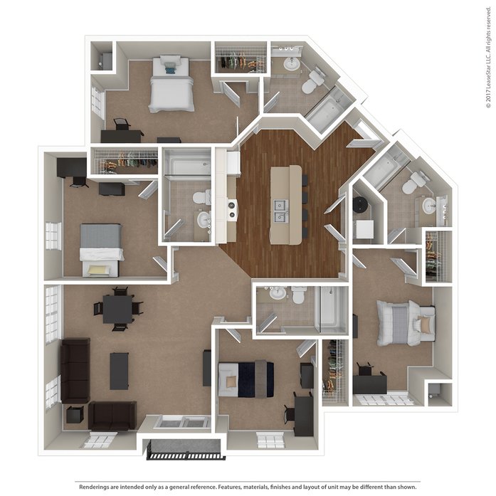 4 Bedrooms 4+ Bathrooms Apartment for rent at Norwich Flats in Columbus, OH