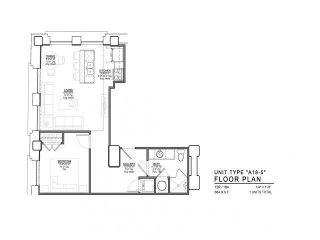 1 Bedroom 1 Bathroom Apartment for rent at Power & Light KC Apartments in Kansas City, MO