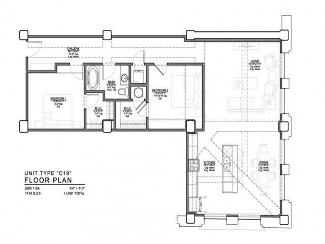 1 Bedroom 2 Bathrooms Apartment for rent at Power & Light KC Apartments in Kansas City, MO
