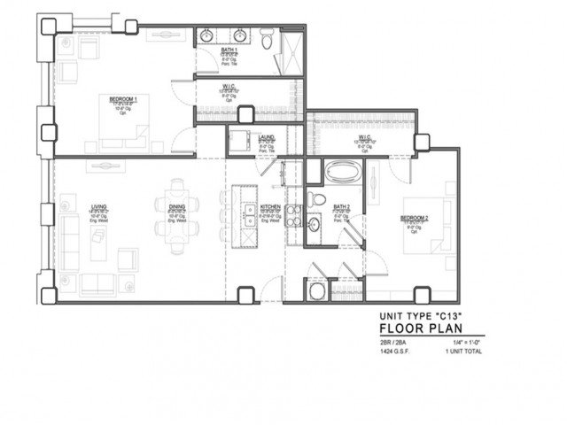 2 Bedrooms 2 Bathrooms Apartment for rent at Power & Light KC Apartments in Kansas City, MO