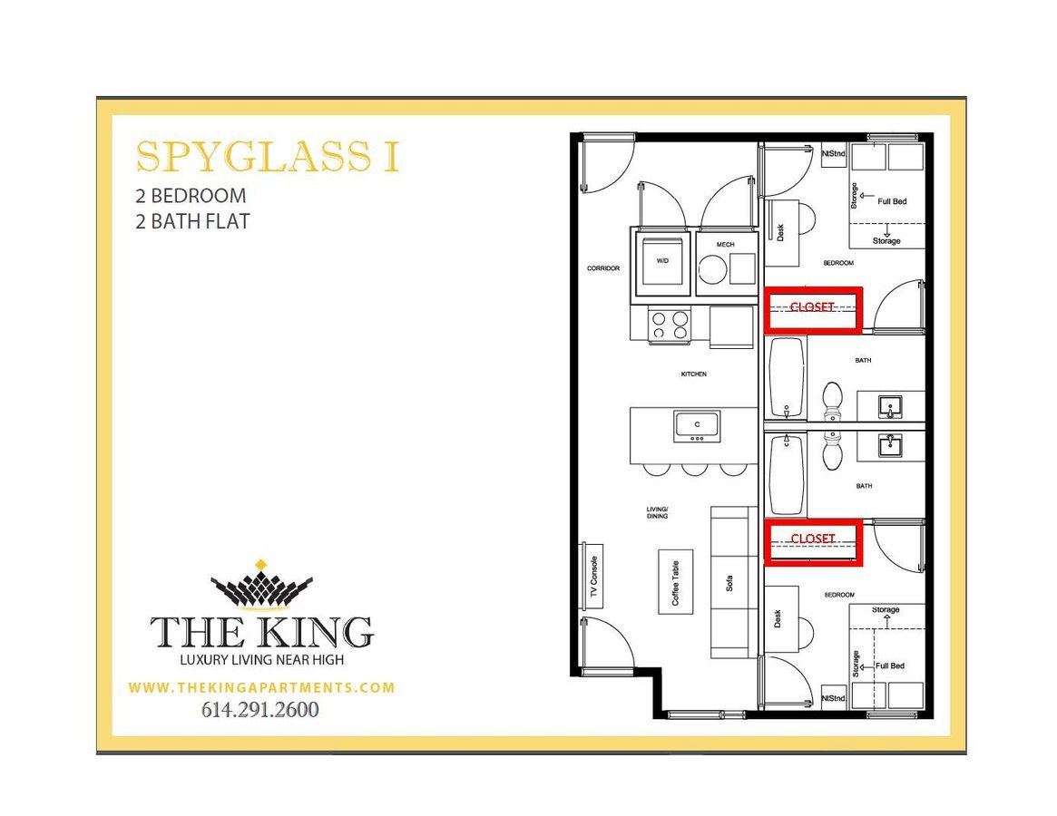2 Bedrooms 2 Bathrooms Apartment for rent at The King in Columbus, OH