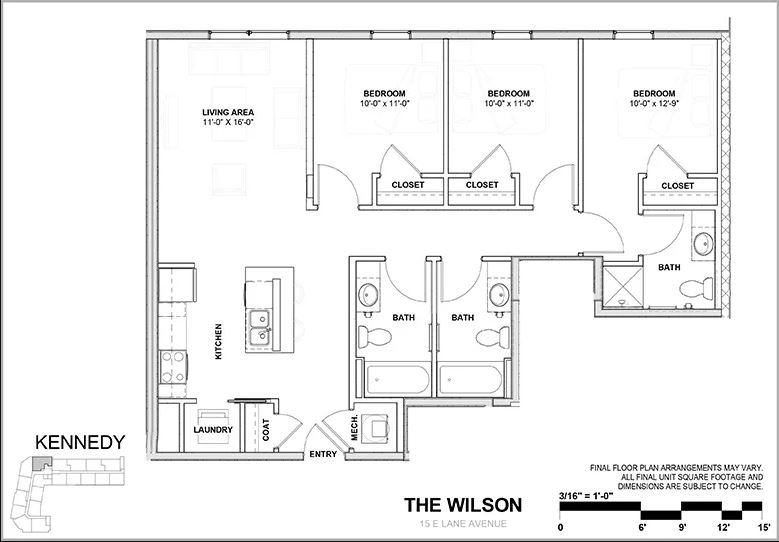 3 Bedrooms 3 Bathrooms Apartment for rent at Wilson Place in Columbus, OH