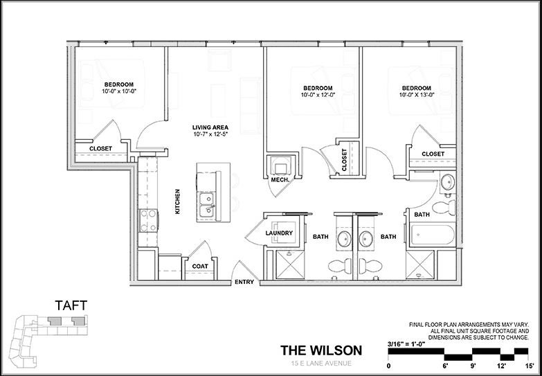 3 Bedrooms 3 Bathrooms Apartment for rent at Wilson Place in Columbus, OH