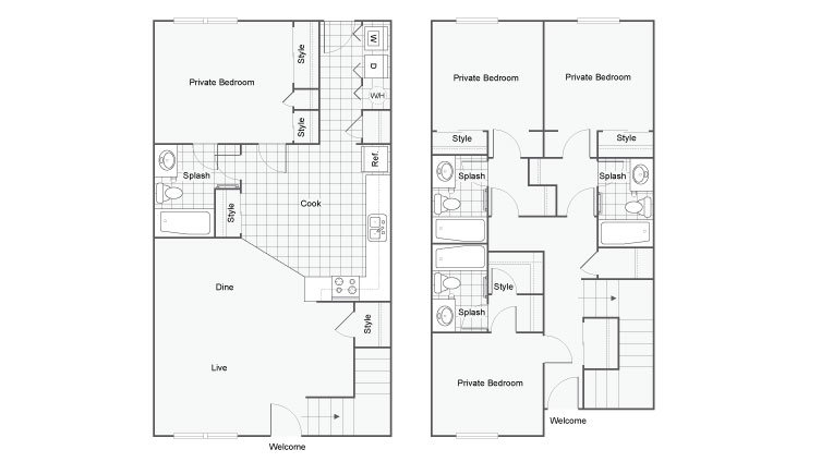 4 Bedrooms 4+ Bathrooms Apartment for rent at The Social 2700 Student Spaces in Tallahassee, FL