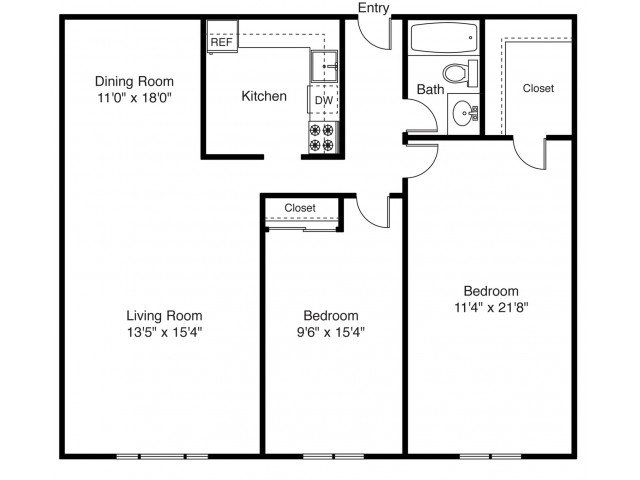 2 Bedrooms 1 Bathroom Apartment for rent at East Shore Apartment Homes in East Providence, RI