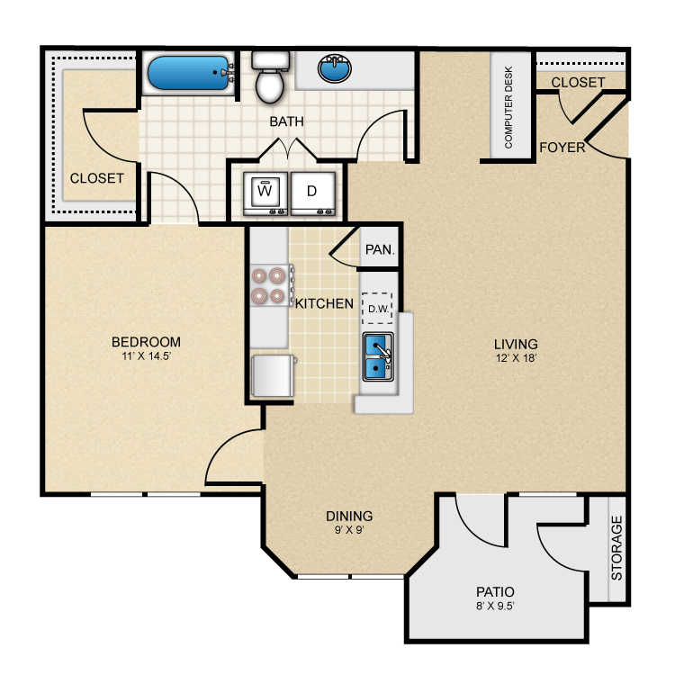 1 Bedroom 1 Bathroom Apartment for rent at The Redland in San Antonio, TX
