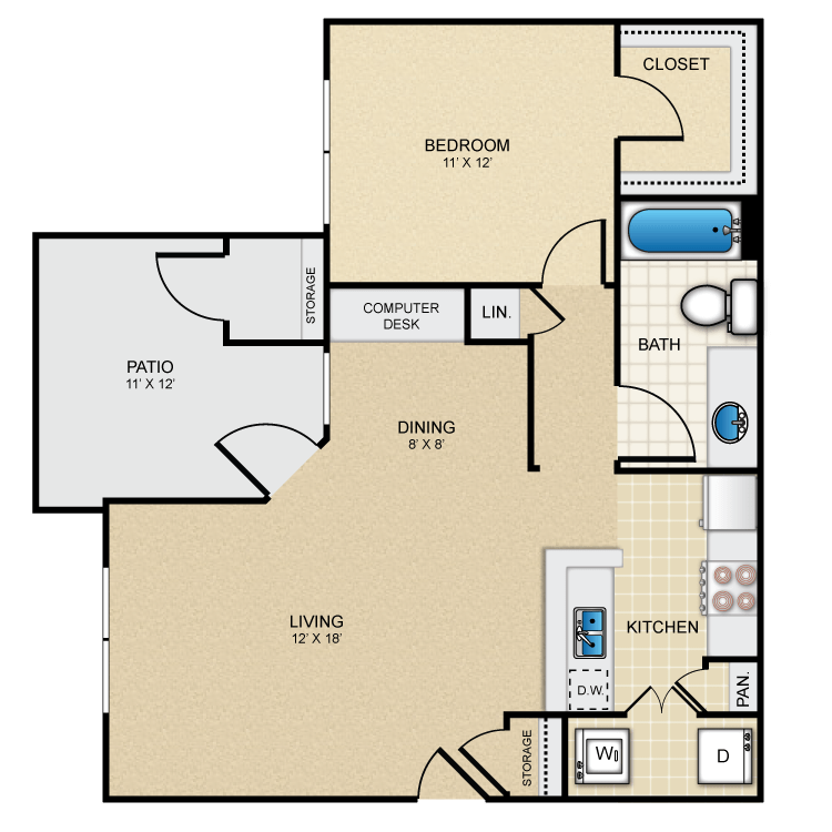 1 Bedroom 1 Bathroom Apartment for rent at The Redland in San Antonio, TX