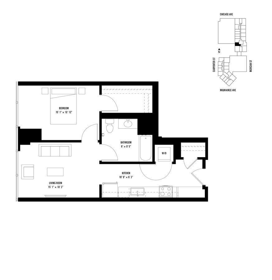 1 Bedroom 1 Bathroom Apartment for rent at Spoke in Chicago, IL