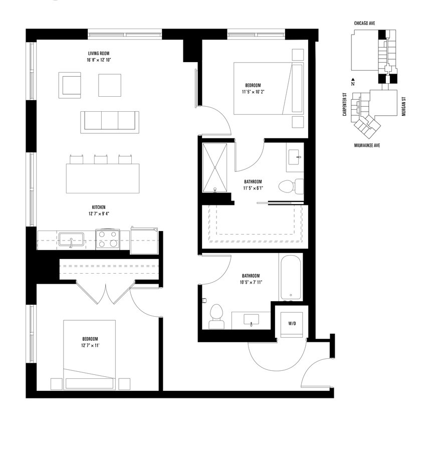 2 Bedrooms 2 Bathrooms Apartment for rent at Spoke in Chicago, IL