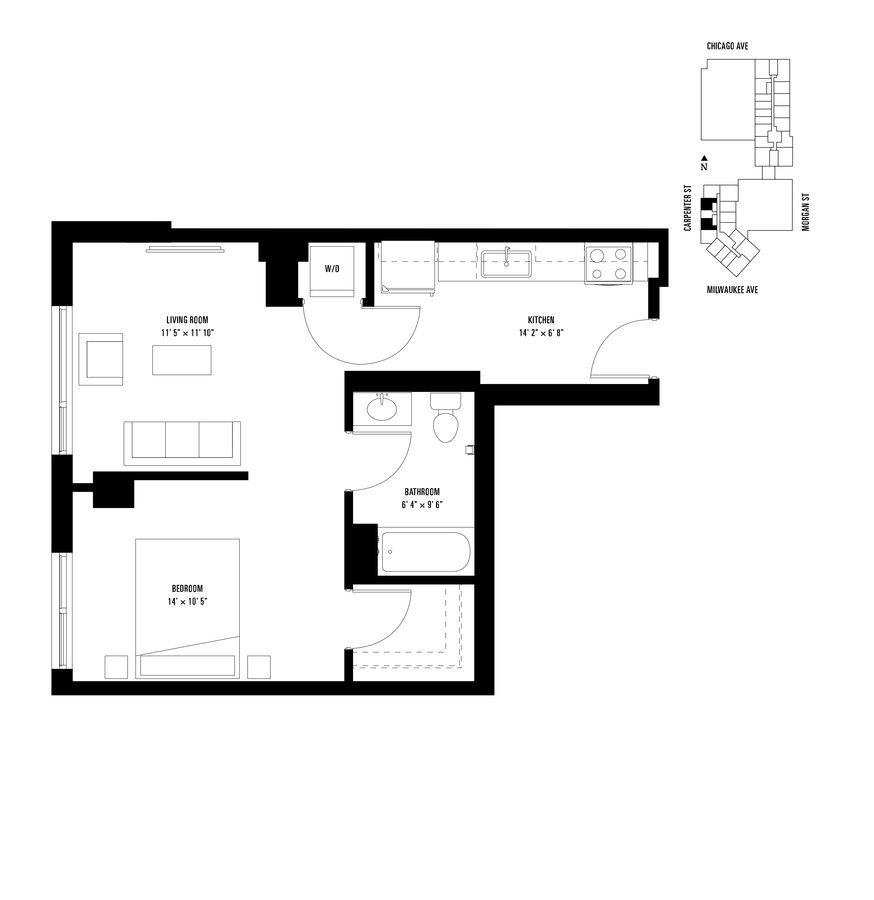 Studio 1 Bathroom Apartment for rent at Spoke in Chicago, IL