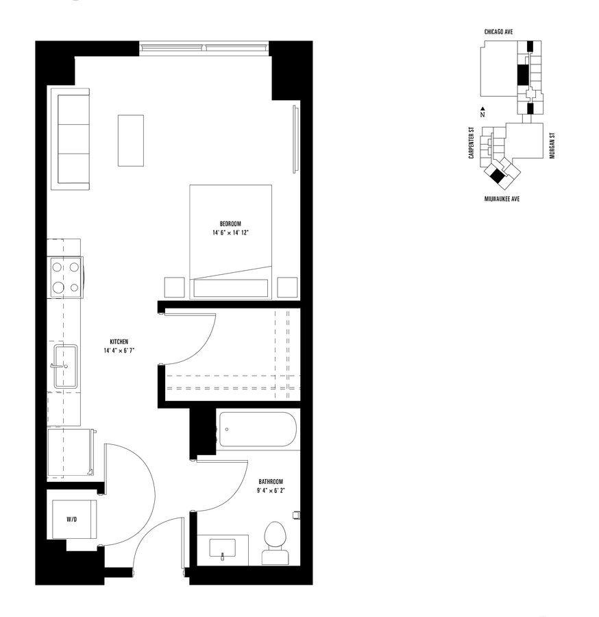 Studio 1 Bathroom Apartment for rent at Spoke in Chicago, IL