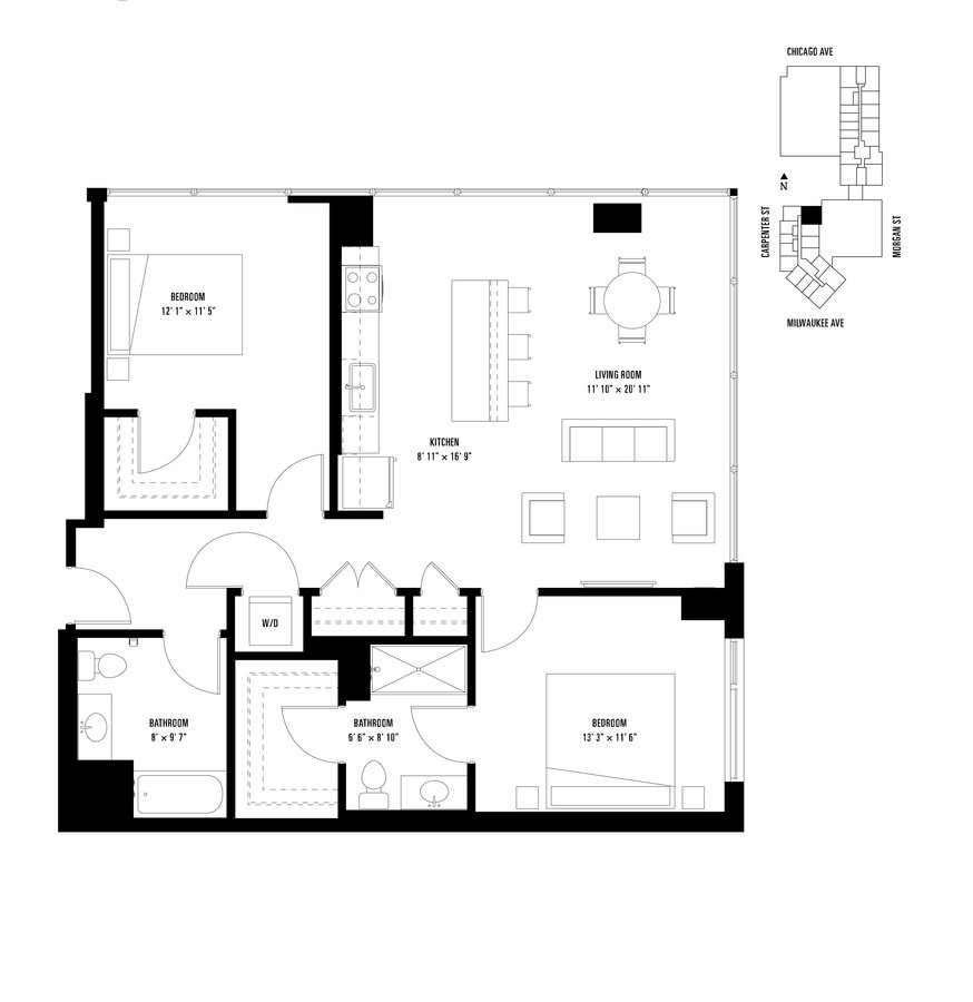 2 Bedrooms 2 Bathrooms Apartment for rent at Spoke in Chicago, IL