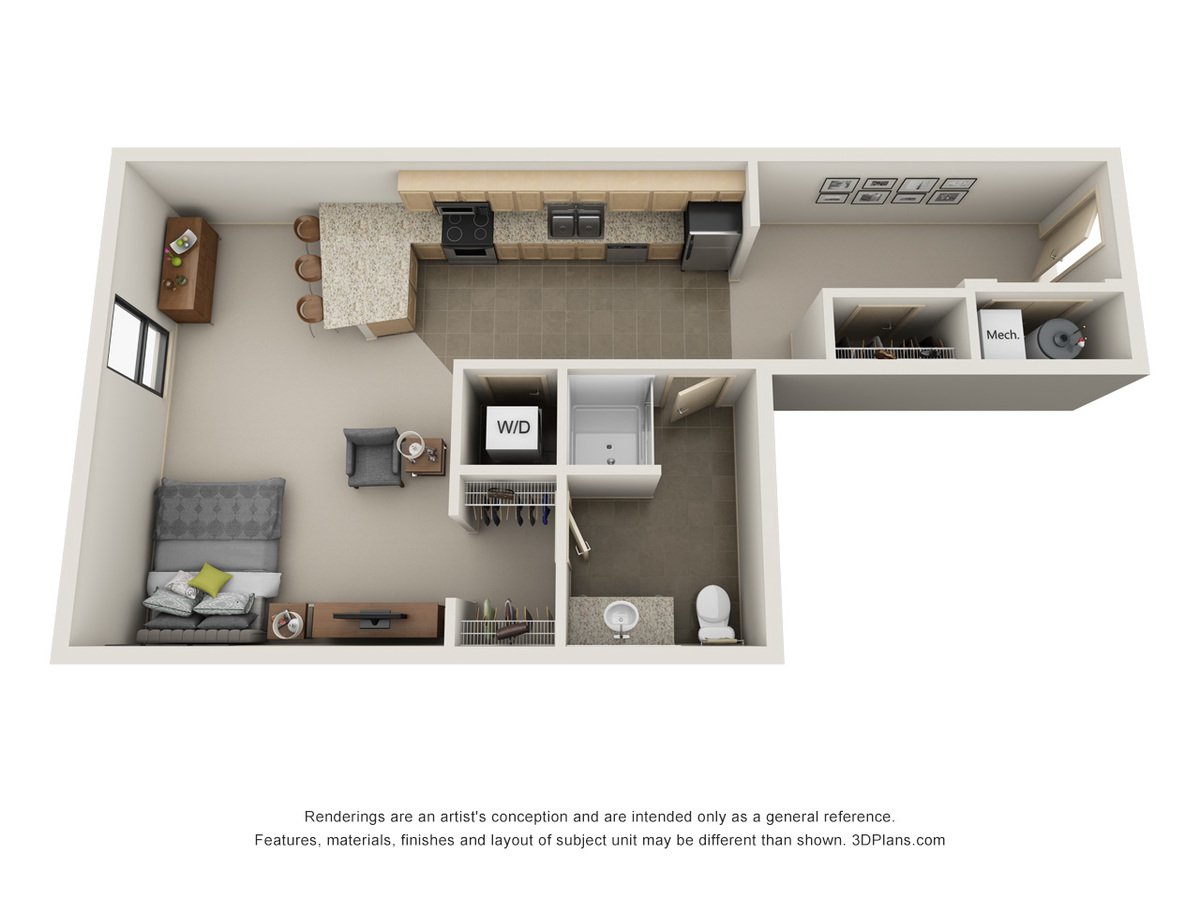 Studio 1 Bathroom Apartment for rent at L14 Flats in Omaha, NE