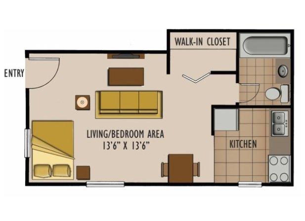Studio 1 Bathroom Apartment for rent at Heritage Apartments in Columbus, OH