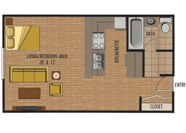 Studio 1 Bathroom Apartment for rent at Heritage Apartments in Columbus, OH