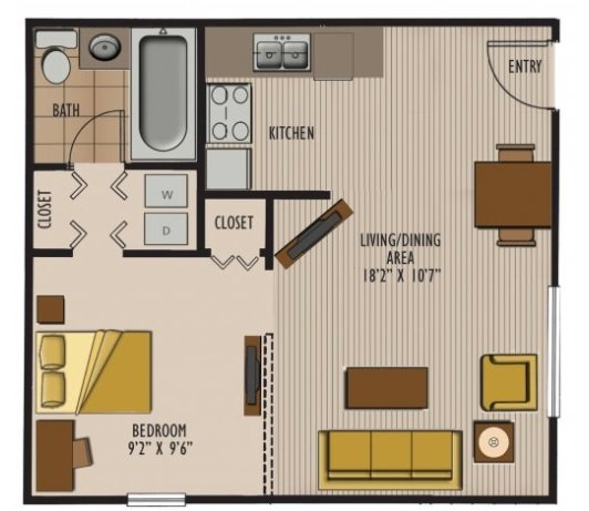 1 Bedroom 1 Bathroom Apartment for rent at Heritage Apartments in Columbus, OH
