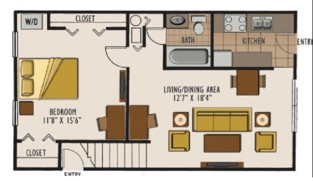 1 Bedroom 1 Bathroom Apartment for rent at Heritage Apartments in Columbus, OH