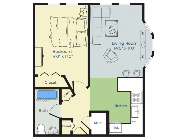 1 Bedroom 1 Bathroom Apartment for rent at BOULDER PARK APARTMENTS in Nashua, NH