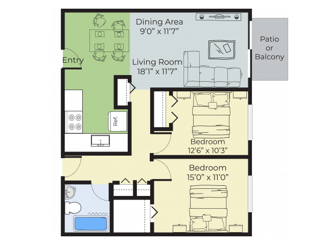2 Bedrooms 1 Bathroom Apartment for rent at Pheasant Run Apartments in Nashua, NH