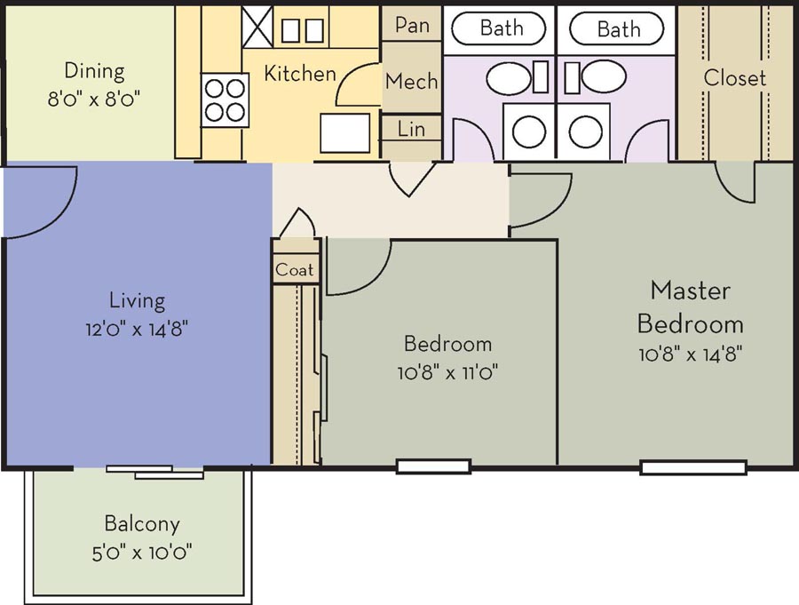 2 Bedrooms 2 Bathrooms Apartment for rent at The Creek Apartments in Wilmington, NC