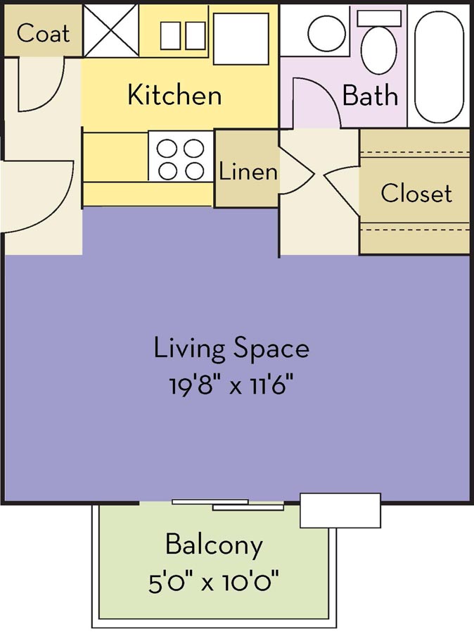 Studio 1 Bathroom Apartment for rent at The Creek Apartments in Wilmington, NC