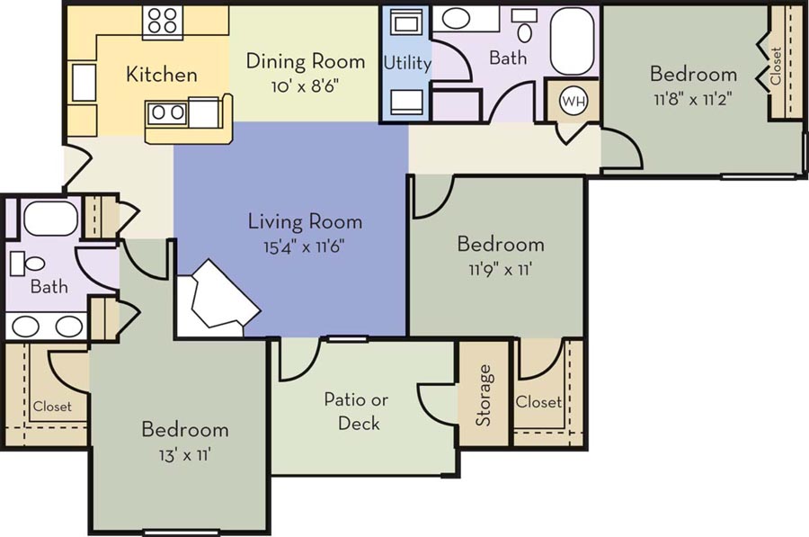 3 Bedrooms 2 Bathrooms Apartment for rent at Providence Court Apartments in Charlotte, NC