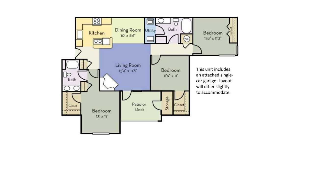 3 Bedrooms 2 Bathrooms Apartment for rent at Providence Court Apartments in Charlotte, NC