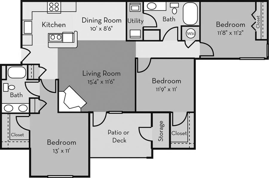 3 Bedrooms 2 Bathrooms Apartment for rent at Providence Court Apartments in Charlotte, NC