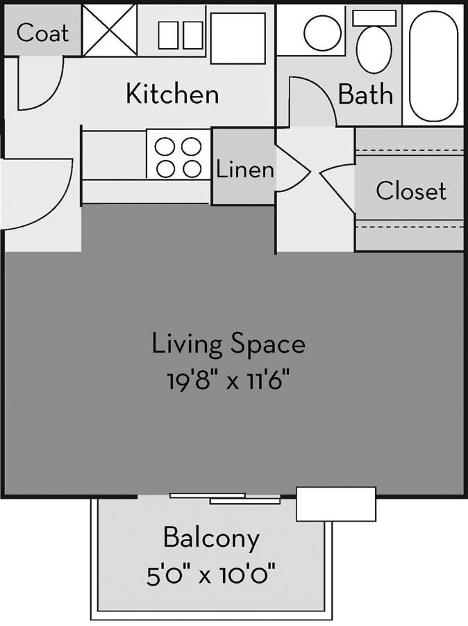 Studio 1 Bathroom Apartment for rent at The Creek Apartments in Wilmington, NC