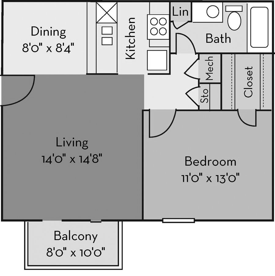 1 Bedroom 1 Bathroom Apartment for rent at The Creek Apartments in Wilmington, NC