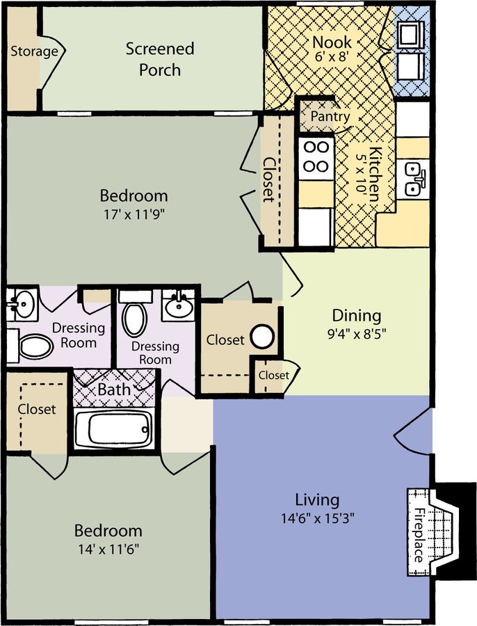 2 Bedrooms 1 Bathroom Apartment for rent at ARIUM Trailwood in Raleigh, NC