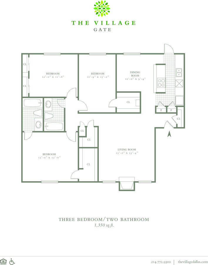 3 Bedrooms 2 Bathrooms Apartment for rent at The Village Gate in Dallas, TX